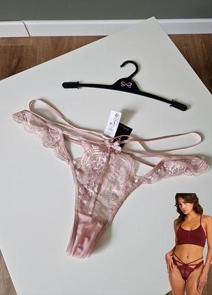 Трусики стринги еротичні пудрові hunkemoller xl uk 14 42 44