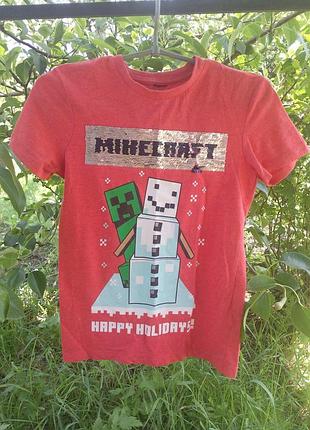 Детская футболка для мальчика в принт minecraft на 10-11 лет