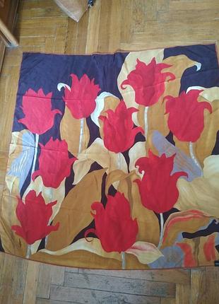 Шелковый платок шалик шарф шелк jammers leufgen цветы тюльпаны