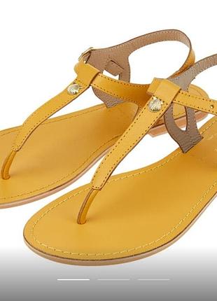 Желтые кожаные босоножки сандалии accessorize