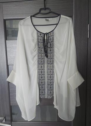 Летняя белая блузка (разлетайка) в узор (вышиванка) l-xxl
