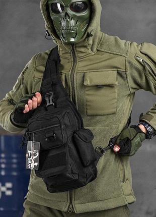 Тактический однолямочный рюкзак  сумка-слинг silver knight black k6 (5 л)