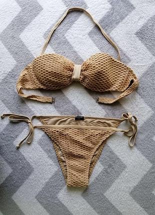 Купальник calzedonia оригінал золотий люрекс сітка бандо бралет