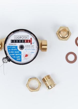 Лічильник холодної води gidrotek e-t 1,6u 1/2 зі штуцером (110мм) 2025 р.