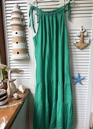 Сарафан  m&s изумрудного цвета  лен