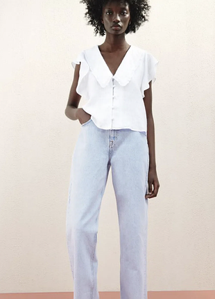 Белая льняная блуза zara