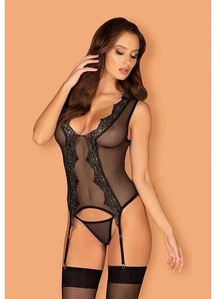 Корсет и стринги obsessive meshlove corset