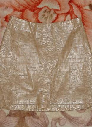 Кожаная юбка «primark» (р.s эко кожа)