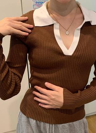 Женский гольф с вырезом, xs sweet republic, оригинал shein