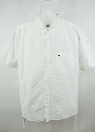 Белая брендовая рубашка тенниска рубашка lacoste white oxford cotton classic fit s/s shirt men's