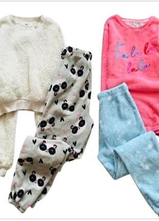 11-12 р, 152 рост primark. h&m пушистая флисовая пижама, кроп- топ, реглан и штаники. на манжетах.