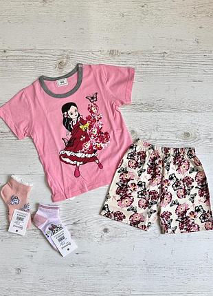 Піжама дівчинка з квітами 98-110 літо