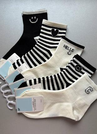 5 пар 36-41 классические женские носки с принтом