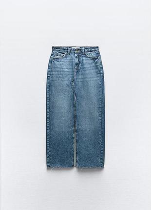 Джинсова спідниця zara , з розрізом