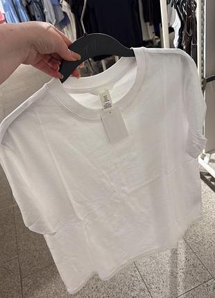 Базова біла футболка,котон,h&m,біла