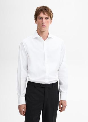 Біла бавовняна сорочка класична сорочка ххл чоловіча сорочка з латками