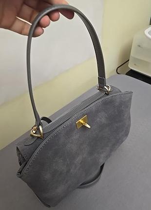 Шкіряна сумка сіра