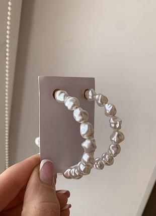 Сережки кольца жемчуг