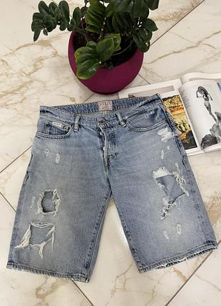 Чоловічі рвані джинсові шорти guess блакитного кольору