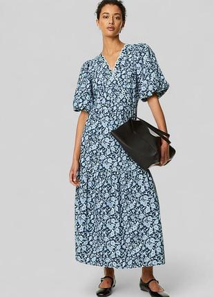 Плаття міді marks&spencer зі 100% бавовни з пишними рукавами