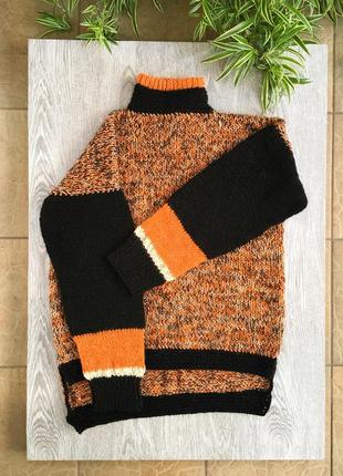 Яркий тёплый свитер из шерсти 100%/новый/ручная работа