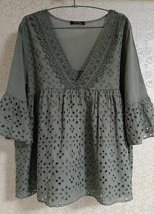 Женская оверсайз бохо блузка блуза прошва вышивка перфорация miss stephy made in italy