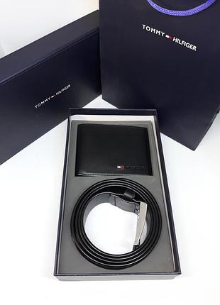 Мужской кошелек с ремнем томми хилфигер - набор