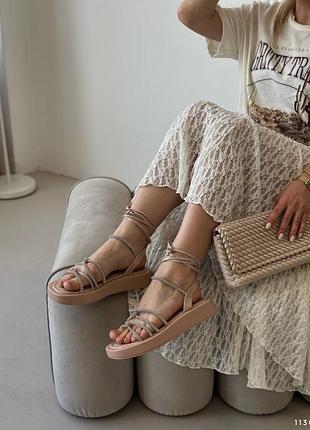 Стильні босоніжки жіночі з блискітками екошкіра 1136