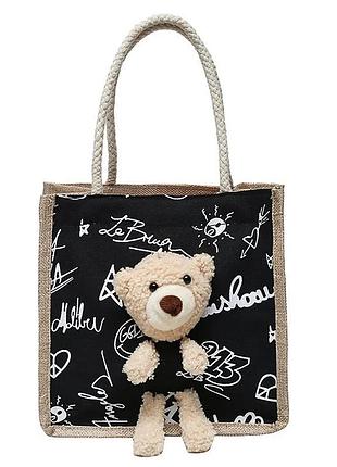 Холщевая сумка с мишкой