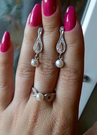 Серебряный набор украшений с напайками золота симфония 18р 18,5р