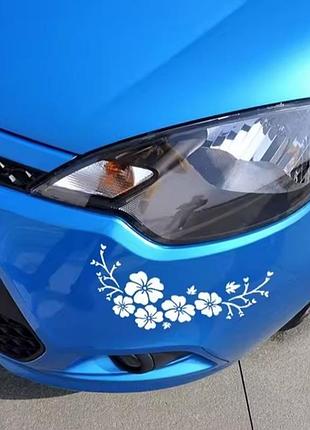 Виниловая наклейка для машины 3d цветы белые 33 см
