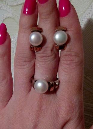 Серебряный комплект украшений с напайками золота 375 пр 19 р