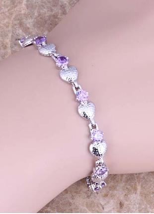 Женский серебряный браслет с аметистом