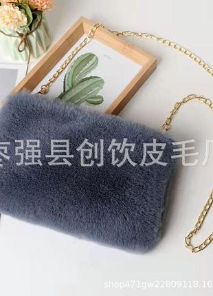 Меховая сумка из искусственного меха, плюша, сумка-клатч с цепочкой через плечо