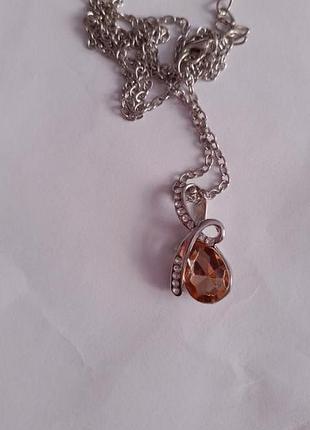 Кулон с цепочкой, кристалл  цвет шампанського