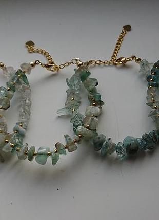 Браслет із натуральним каменем аквамарин р. 16-17-18