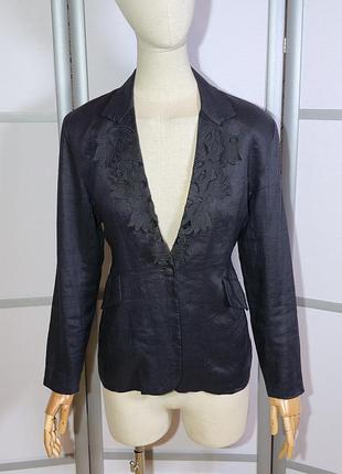 Ishwar розкішний чорний жакет з вишивкою рішельє по лацканам з ramie