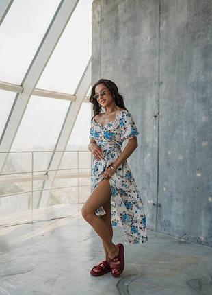 Жіноча сукня з штапелю міді на грудях завʼязка на спині корсетна шнурівка рукава знімаються