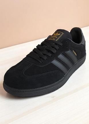 Кросівки чоловічі adidas samba black адідас самба чорні  (0123)