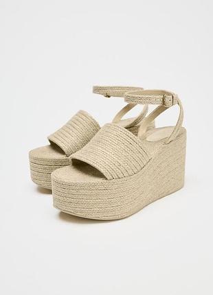 Джутовые босоножки на платформе zara