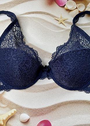 Бюстгальтер giulia с кружевом синий размер 80 b