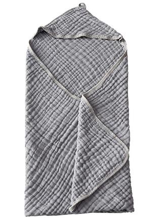 Детское полотенце с капюшоном lovely svi хлопок ( муслин) – 6-слой – 80 x 80 см 0 - 2 лет серое