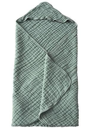 Детское полотенце с капюшоном lovely svi хлопок ( муслин) – 6-слой – 80 x 80 см 0 - 2 лет зеленый