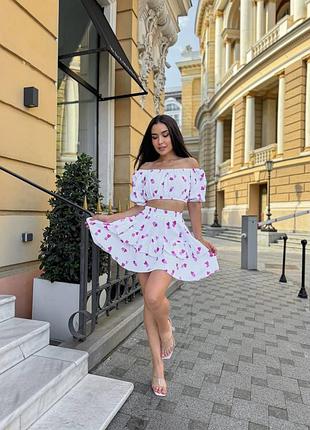 Комплект з мусліну  (топ +спідниця) ❤️
