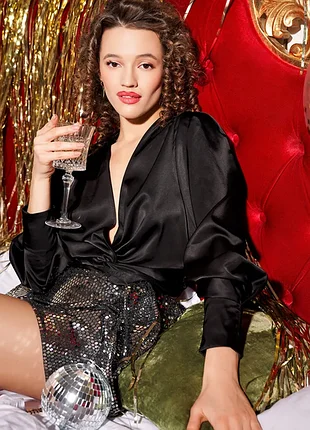 Zara 🖤 сатиновый топ блузка