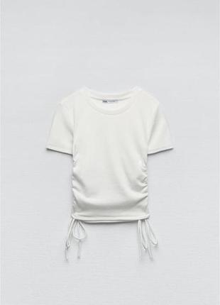 Топ білий в рубчик з завʼязками від zara