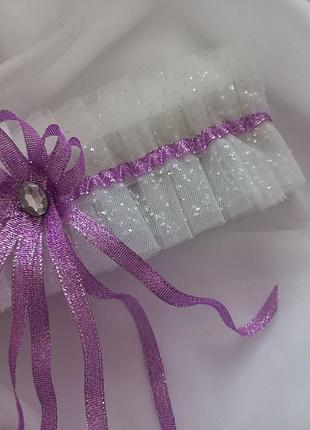 Весельная подвязка на ножку невесты фиолетовая2 фото