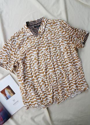 Хлопковая рубашка с коротким рукавом летняя принт