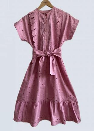 Рожева бавовняна сукня з вишивкою