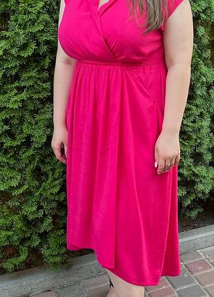 Жіноча сукня малинового кольору, льон 2xl